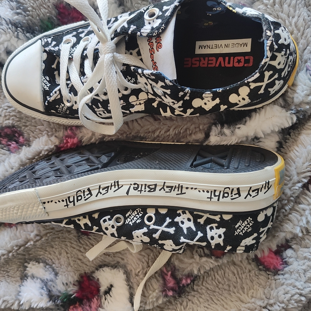 Converse Simpsons Itchy And Scratchy Black Skull Print Shoes